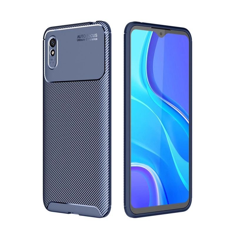 Hoesje voor Xiaomi Redmi 9A Donkerblauw Zwart Flexibele Koolstofvezel