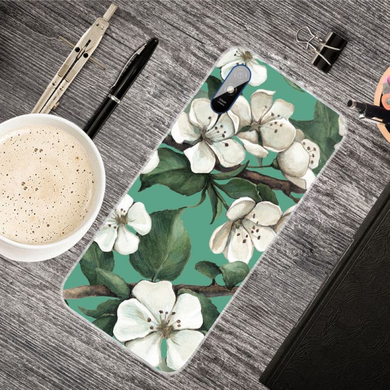 Hoesje voor Xiaomi Redmi 9A Geschilderde Witte Bloemen