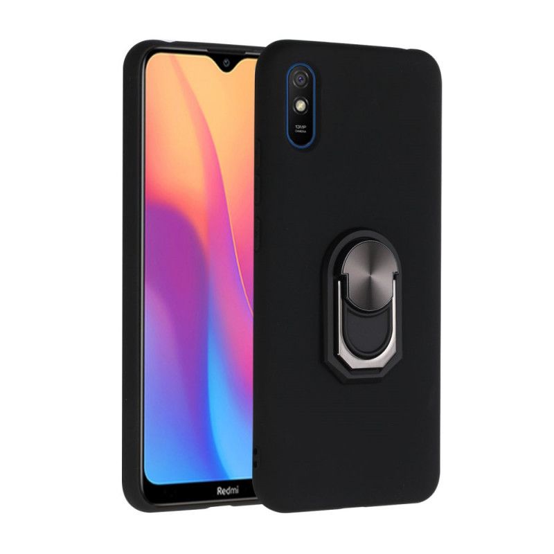 Hoesje voor Xiaomi Redmi 9A Rood Zwart Gemetalliseerde Ringsteun