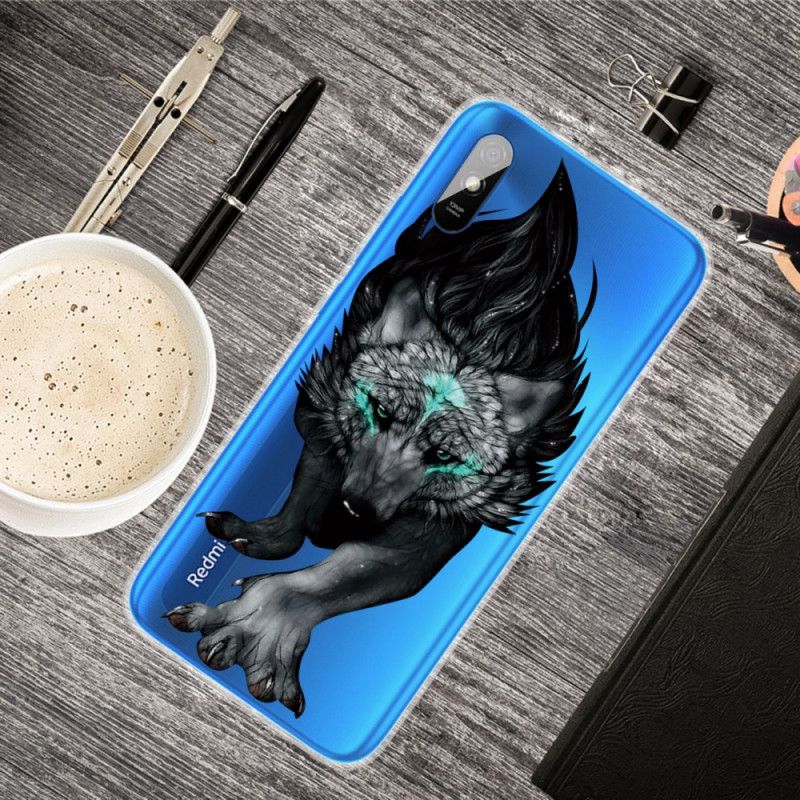 Hoesje Xiaomi Redmi 9A Grijs Zwart Sublieme Wolf