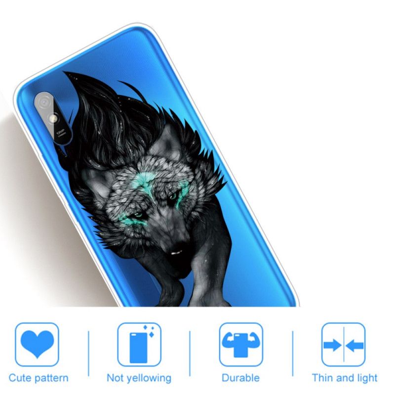 Hoesje Xiaomi Redmi 9A Grijs Zwart Sublieme Wolf