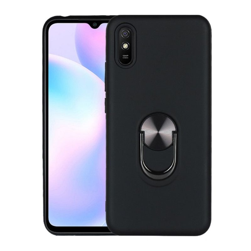 Hoesje Xiaomi Redmi 9A Rood Zwart Afneembaar Met Steunring