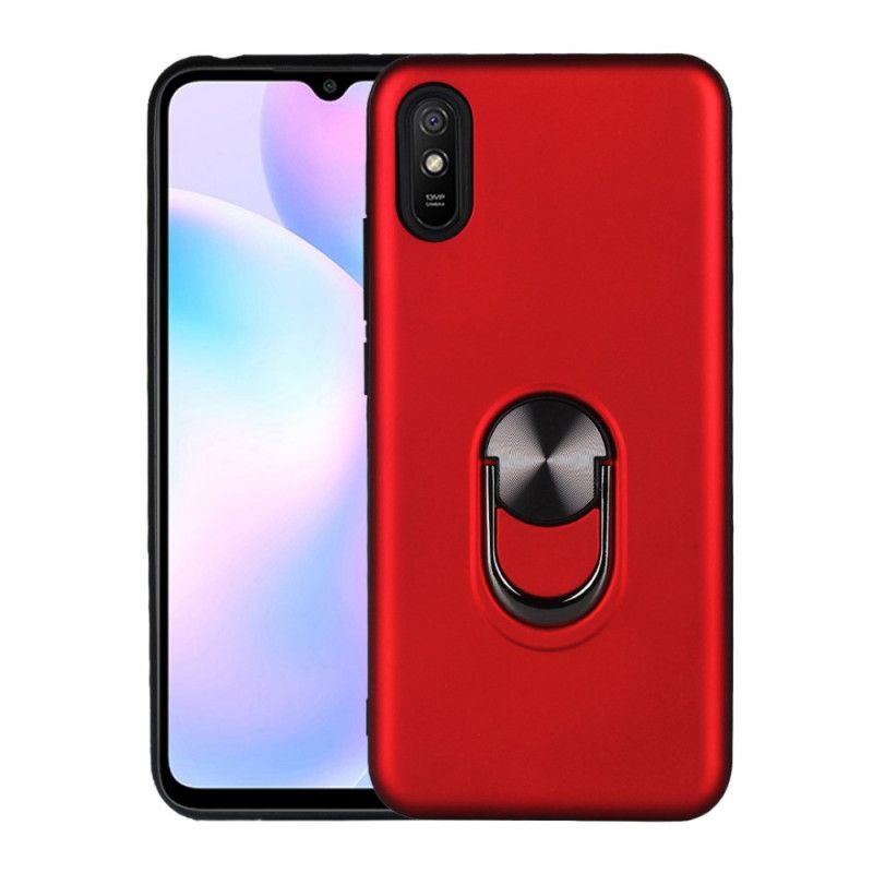 Hoesje Xiaomi Redmi 9A Rood Zwart Afneembaar Met Steunring