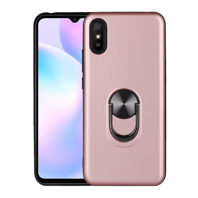 Hoesje Xiaomi Redmi 9A Rood Zwart Afneembaar Met Steunring