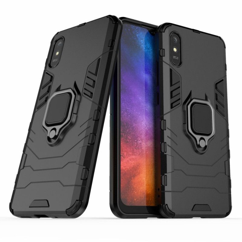 Hoesje Xiaomi Redmi 9A Rood Zwart Resistente Ring