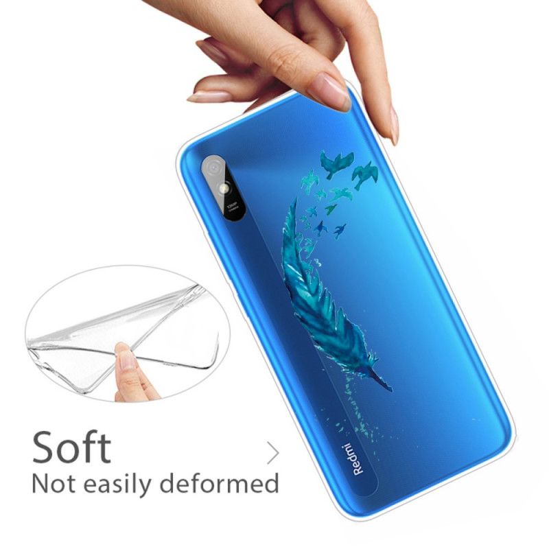 Hoesje Xiaomi Redmi 9A Telefoonhoesje Mooie Blauwe Veer