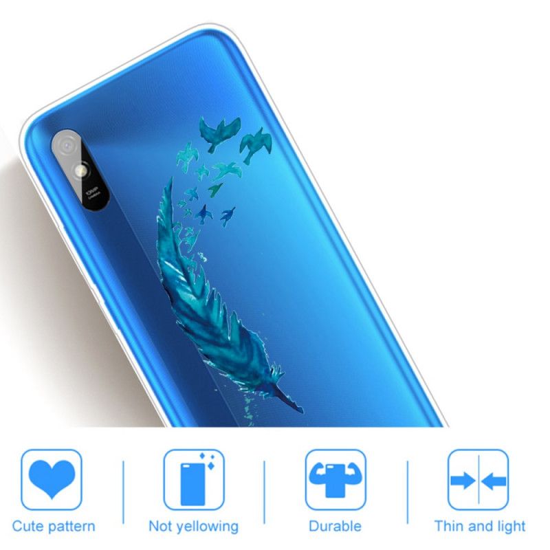 Hoesje Xiaomi Redmi 9A Telefoonhoesje Mooie Blauwe Veer