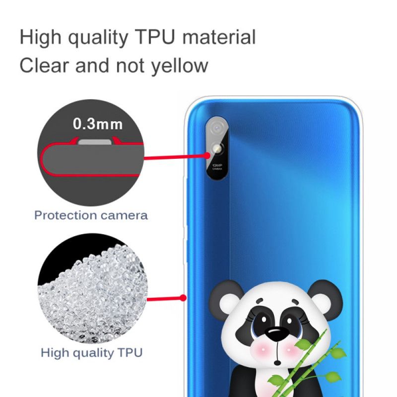 Hoesje Xiaomi Redmi 9A Telefoonhoesje Transparante Droevige Panda