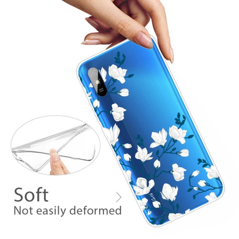 Hoesje Xiaomi Redmi 9A Witte Bloemen