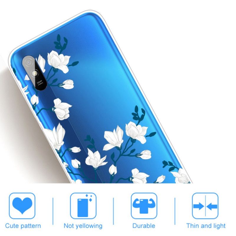 Hoesje Xiaomi Redmi 9A Witte Bloemen