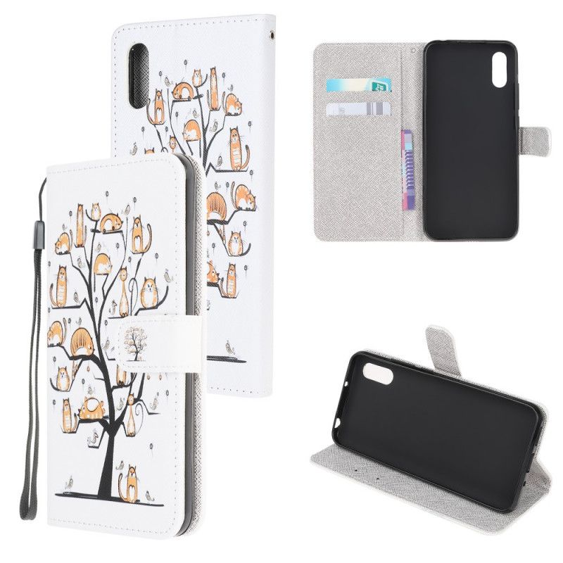 Leren Hoesje Xiaomi Redmi 9A Funky String Katten