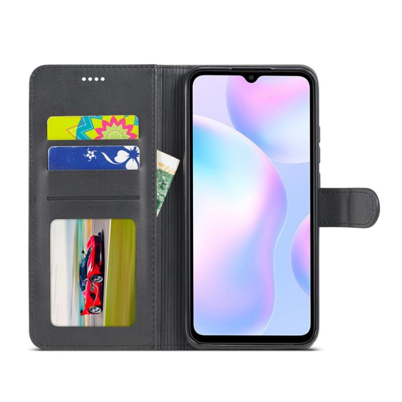 Leren Hoesje Xiaomi Redmi 9A Grijs Zwart Lc.Imeeke Leereffect