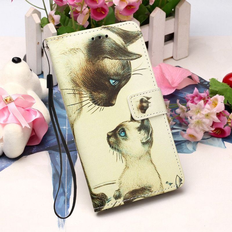 Leren Hoesje Xiaomi Redmi 9A Kitten En Mama Met String