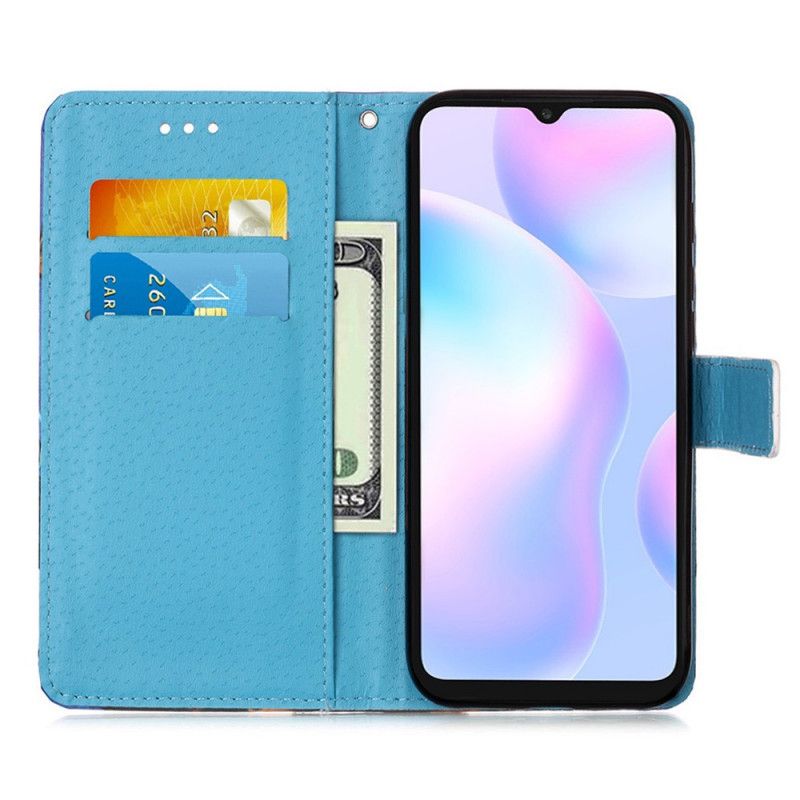 Leren Hoesje Xiaomi Redmi 9A Liefdesvlinders Met String