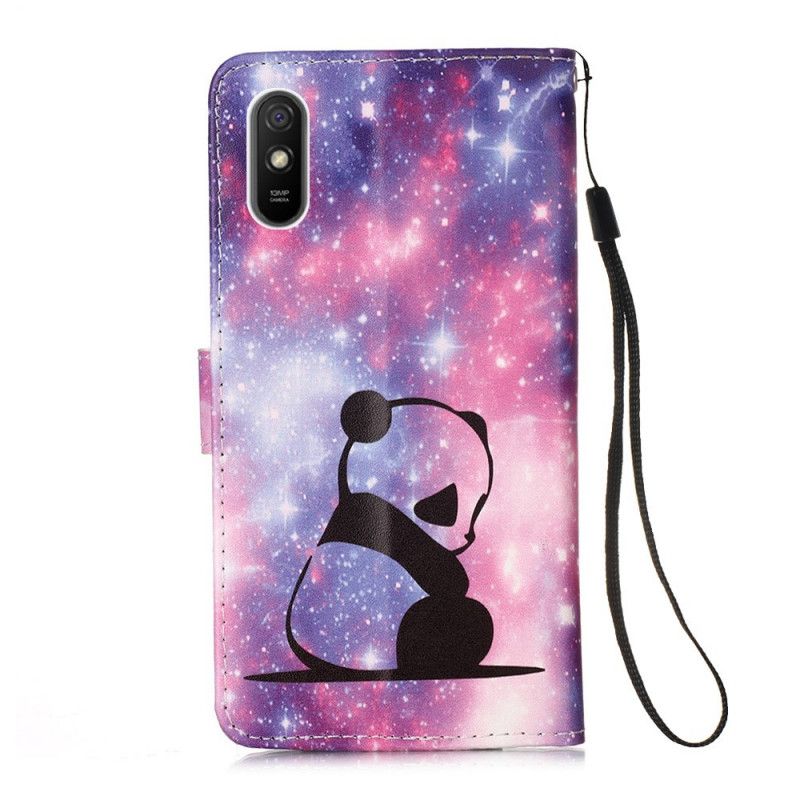 Leren Hoesje Xiaomi Redmi 9A Telefoonhoesje String Panda Mijmeringen