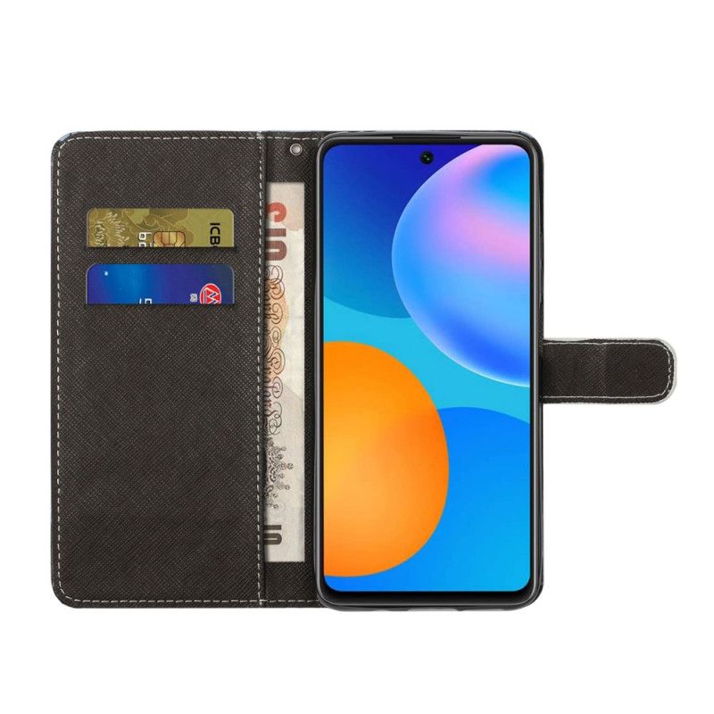 Flip Case Leren Xiaomi Redmi Note 10 Pro Zwarte Kattenogen Met String