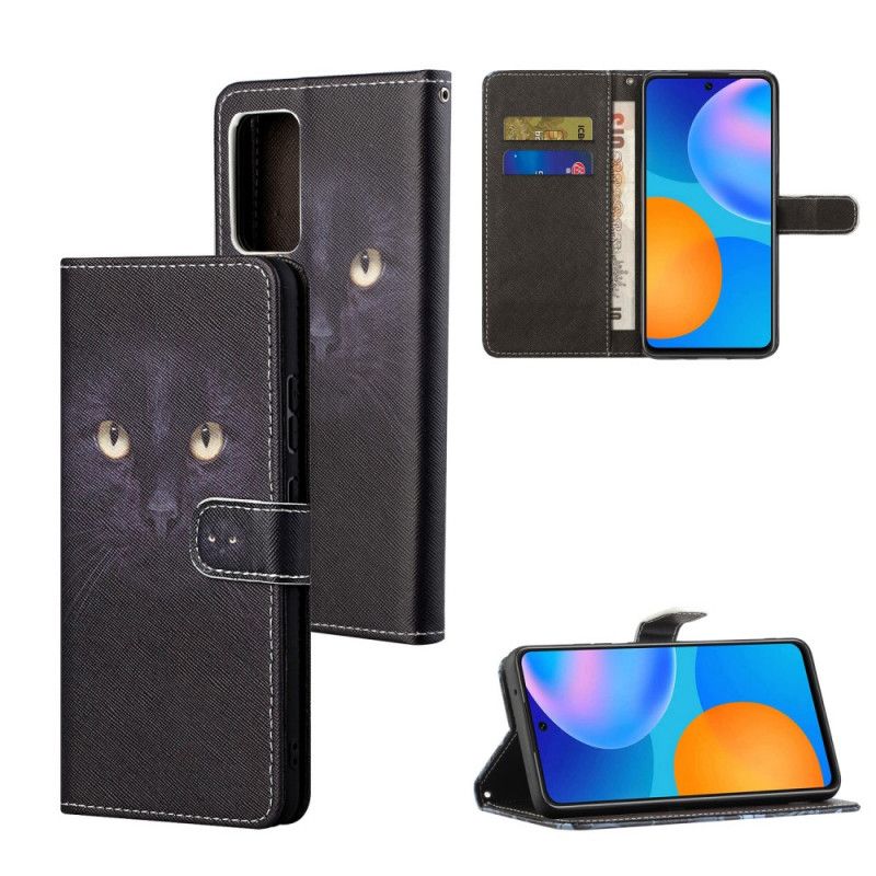 Flip Case Leren Xiaomi Redmi Note 10 Pro Zwarte Kattenogen Met String