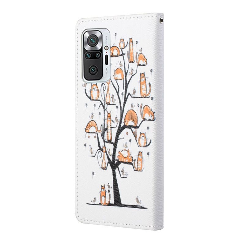 Leren Hoesje voor Xiaomi Redmi Note 10 Pro Funky String Katten