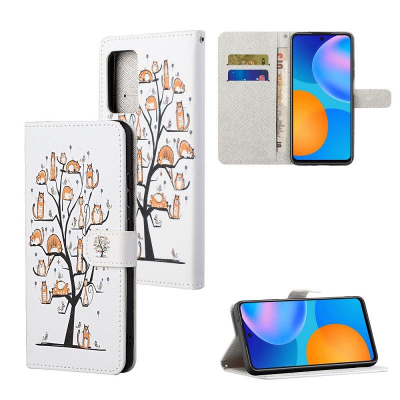 Leren Hoesje voor Xiaomi Redmi Note 10 Pro Funky String Katten