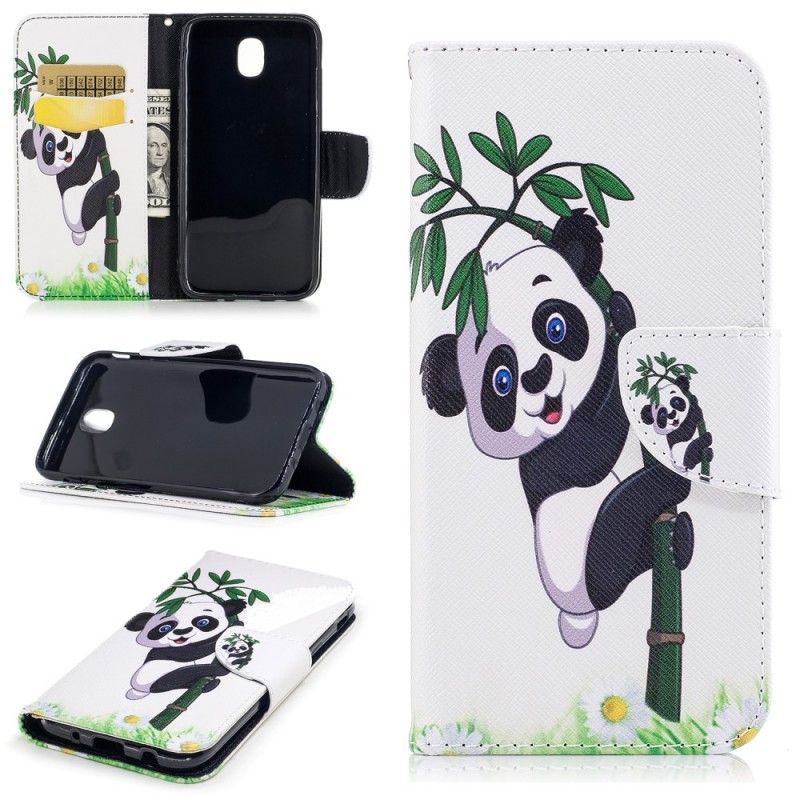 Flip Case Leren Samsung Galaxy J5 2017 Panda Op Bamboe