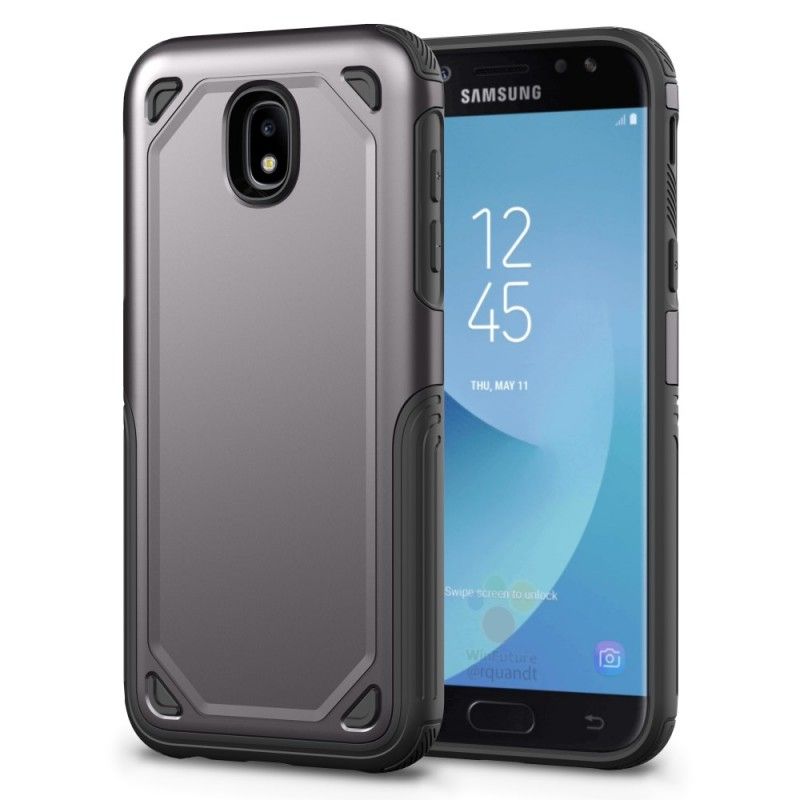 Hoesje Samsung Galaxy J5 2017 Grijs Zwart Premium Metaaleffect