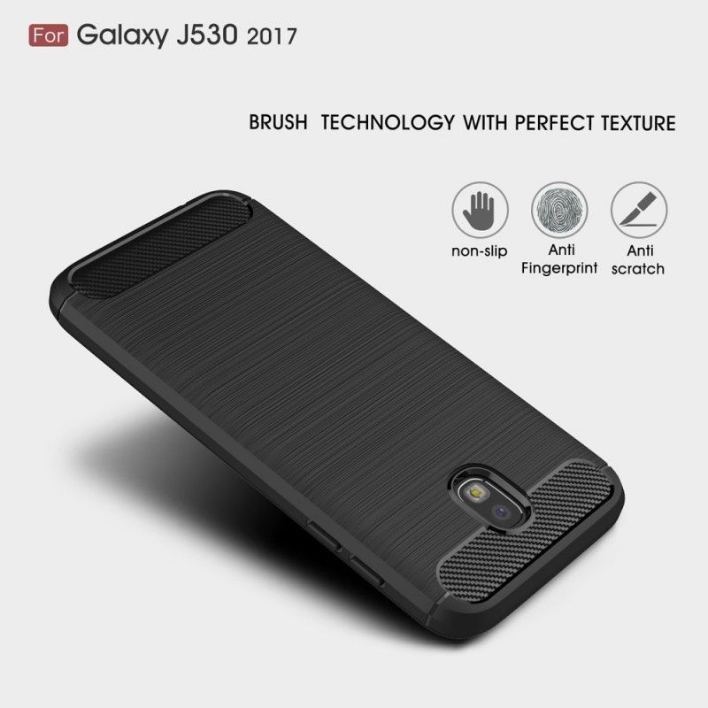 Hoesje voor Samsung Galaxy J5 2017 Rood Zwart Geborsteld Koolstofvezel