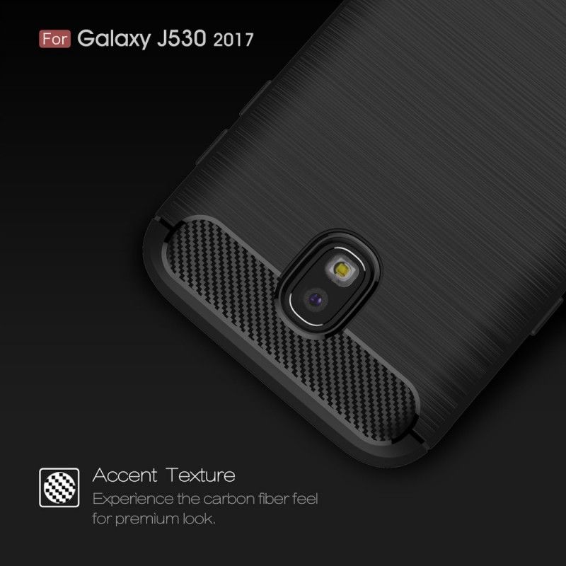 Hoesje voor Samsung Galaxy J5 2017 Rood Zwart Geborsteld Koolstofvezel