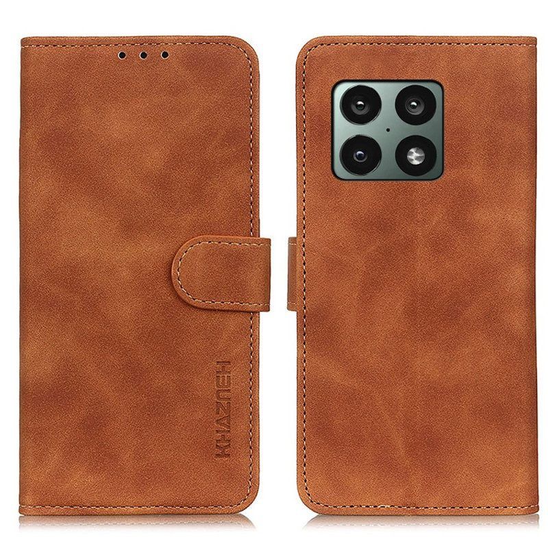 Folio-hoesje voor OnePlus 10 Pro 5G Mat Vintage Leereffect Khazneh