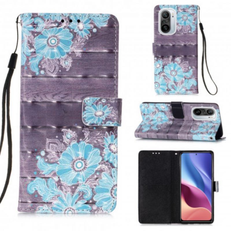 Flip Case Leren Xiaomi Mi 11i 5g / Poco F3 Blauwe Bloemen