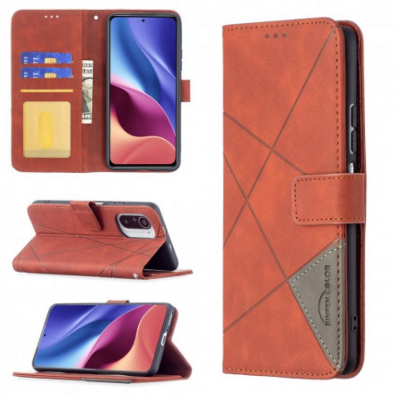 Flip Case Leren Xiaomi Mi 11i 5g / Poco F3 Driehoek Binfen Kleur