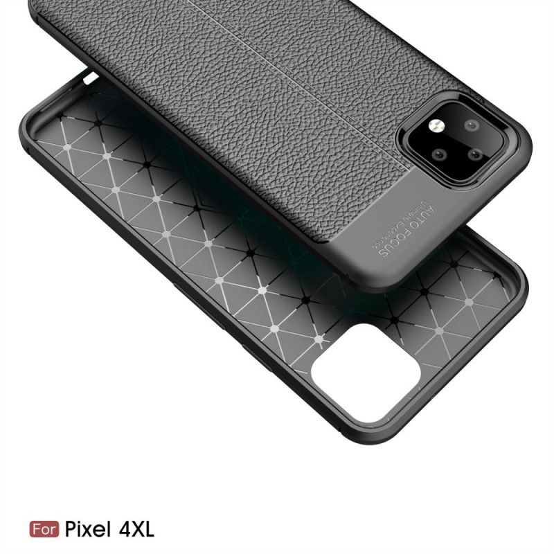 Case Hoesje Google Pixel 4 XL Rood Zwart Telefoonhoesje Dubbellijns Lychee Leereffect