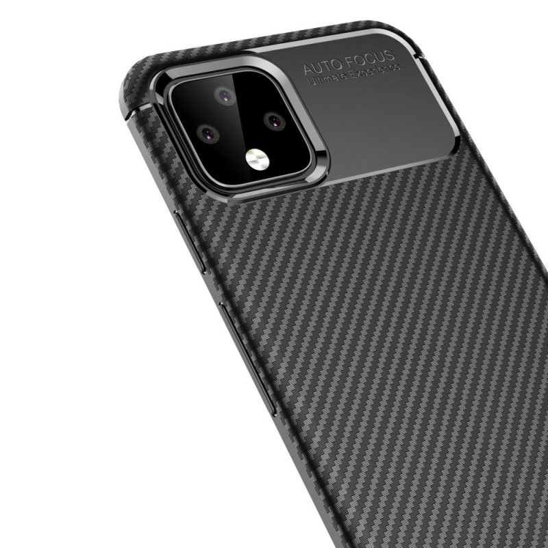 Cover Hoesje Google Pixel 4 XL Donkerblauw Zwart Telefoonhoesje Flexibele Koolstofvezelstructuur