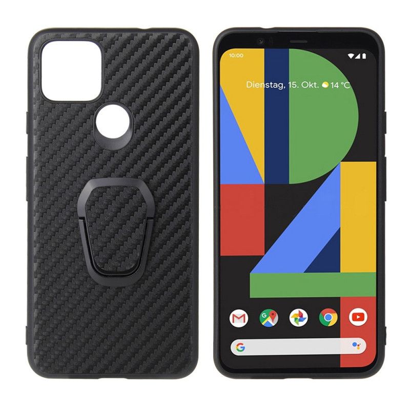 Case Hoesje Google Pixel 4A 5G Telefoonhoesje Ringsteun Van Koolstofvezel