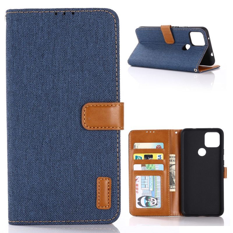 Cover Folio-hoesje Google Pixel 4A 5G Donkerblauw Zwart Telefoonhoesje Spijkerbroek