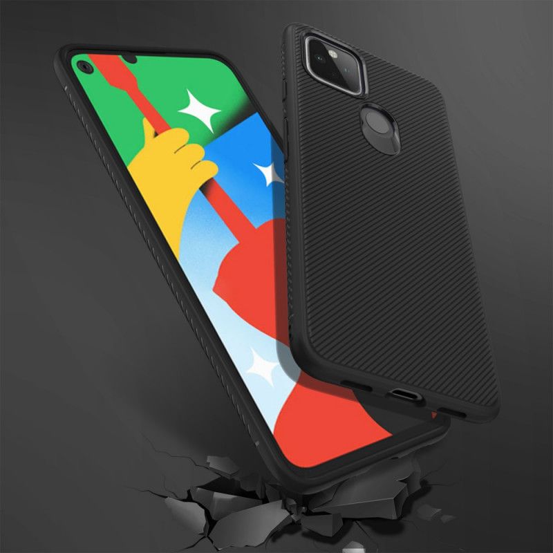 Hoesje voor Google Pixel 4A 5G Donkerblauw Zwart Twill Uit De Jazzserie