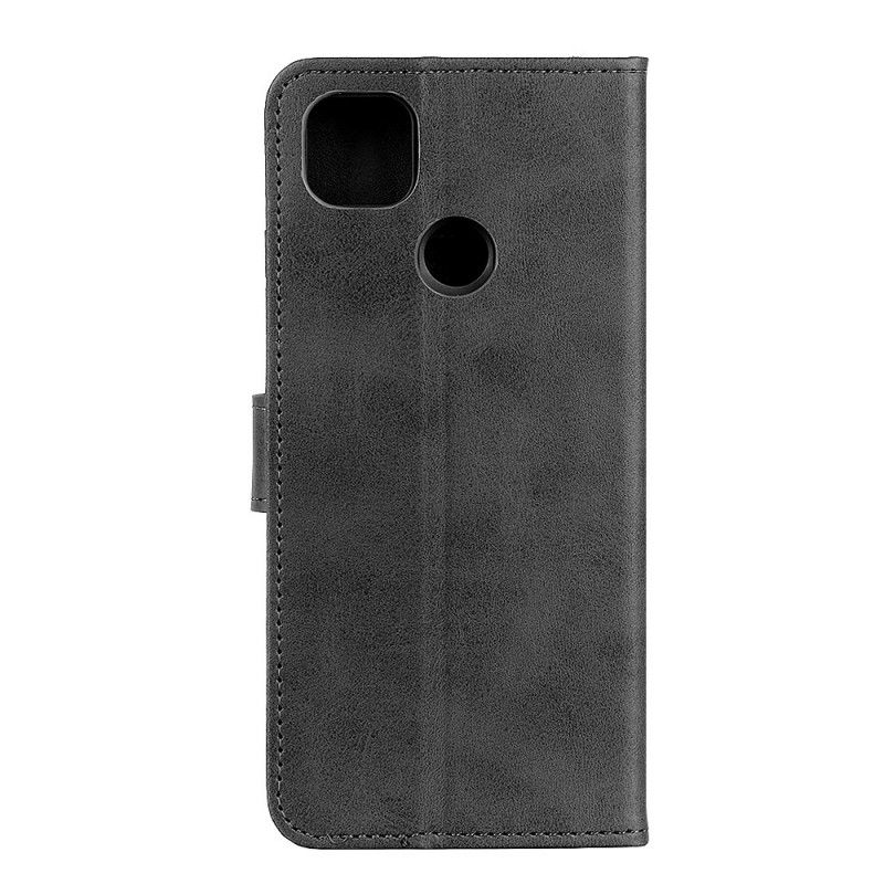 Leren Hoesje Google Pixel 4A 5G Rood Zwart Telefoonhoesje Retro Mat Leereffect