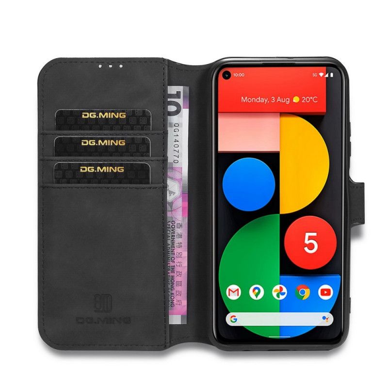 Leren Hoesje voor Google Pixel 4A 5G Grijs Zwart Retro Dg.Ming