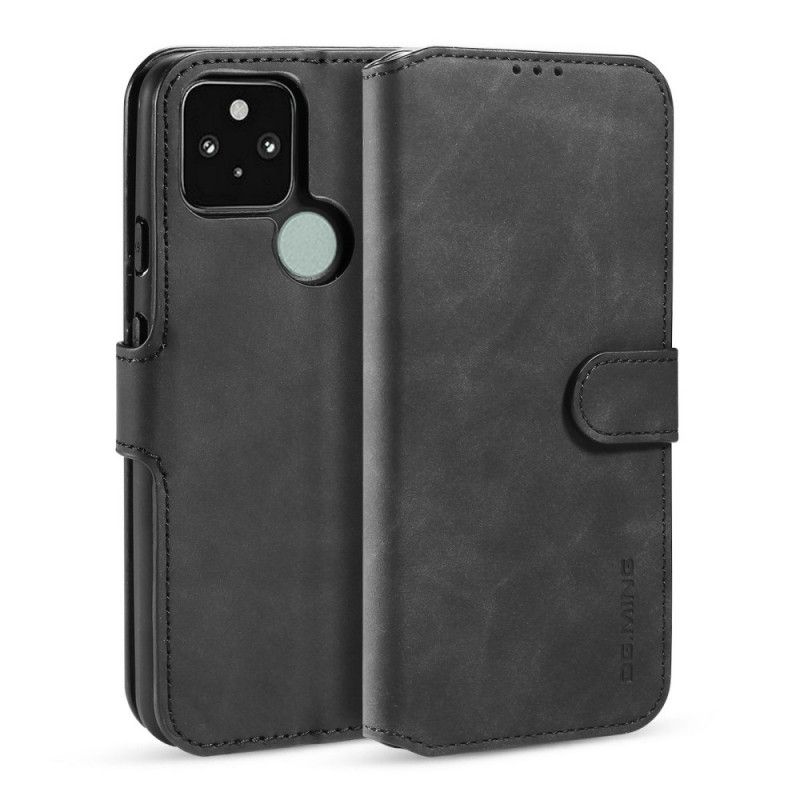 Leren Hoesje voor Google Pixel 4A 5G Grijs Zwart Retro Dg.Ming