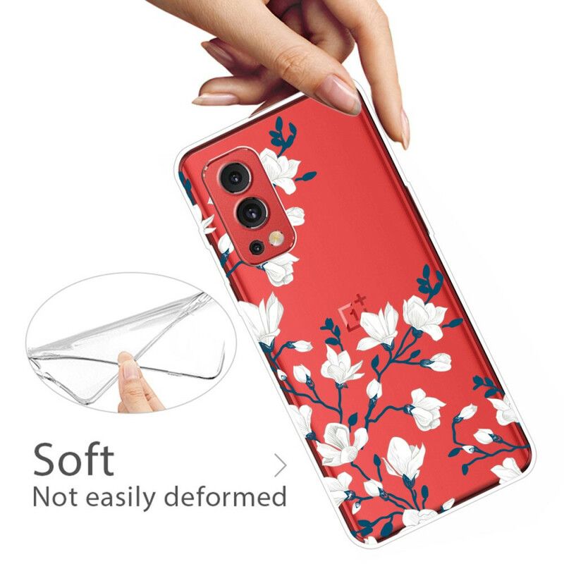 Cover Hoesje Oneplus Nord 2 5g Telefoonhoesje Witte Bloemen