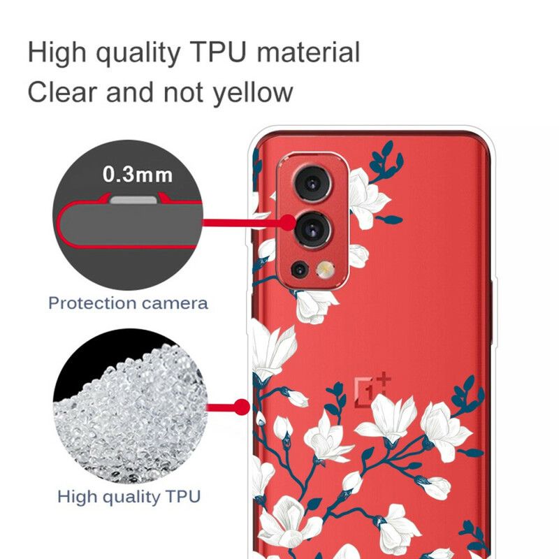 Cover Hoesje Oneplus Nord 2 5g Telefoonhoesje Witte Bloemen