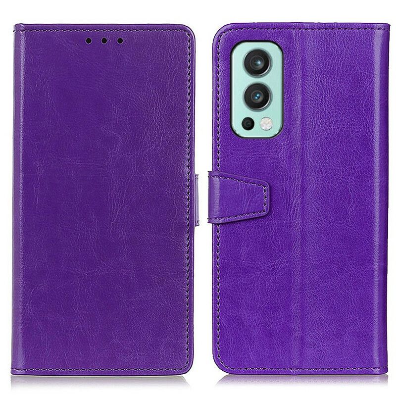 Flip Case Leren Oneplus Nord 2 5g Eenvoudig Glanzend Leereffect