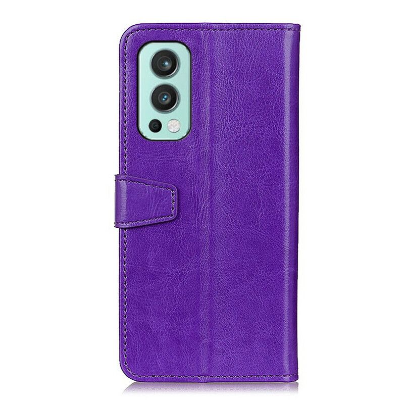 Flip Case Leren Oneplus Nord 2 5g Eenvoudig Glanzend Leereffect