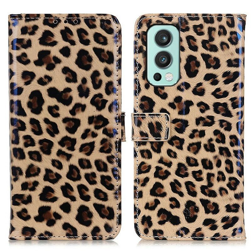 Flip Case Leren Oneplus Nord 2 5g Eenvoudige Leopard