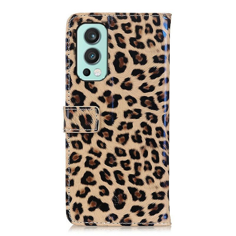 Flip Case Leren Oneplus Nord 2 5g Eenvoudige Leopard