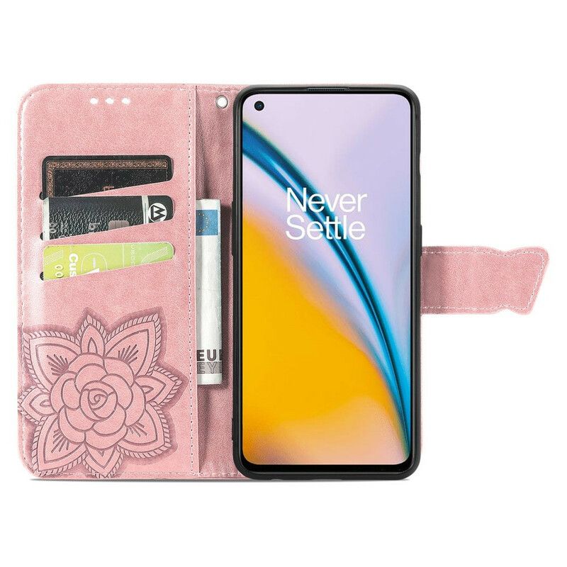 Flip Case Leren Oneplus Nord 2 5g Halve Vlinders