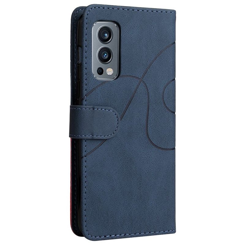 Folio-hoesje Oneplus Nord 2 5g Signature Tweekleurig Kunstleer