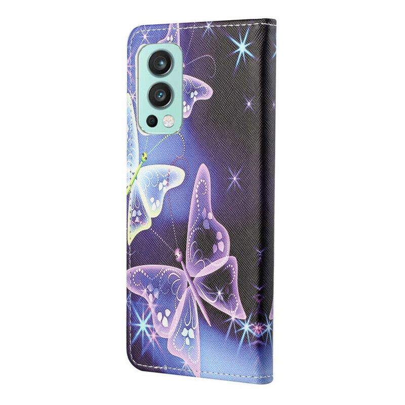 Folio-hoesje Oneplus Nord 2 5g Telefoonhoesje Neonvlinders