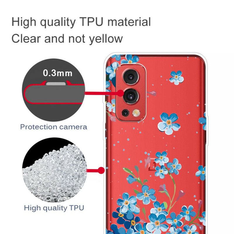 Hoesje Oneplus Nord 2 5g Blauwe Bloemen