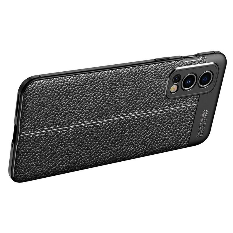 Hoesje Oneplus Nord 2 5g Dubbellijns Litchi-leereffect