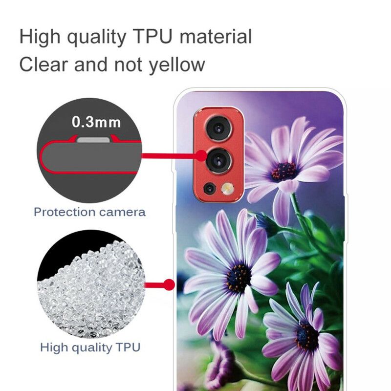 Hoesje Oneplus Nord 2 5g Realistische Bloemen Bescherming Hoesje